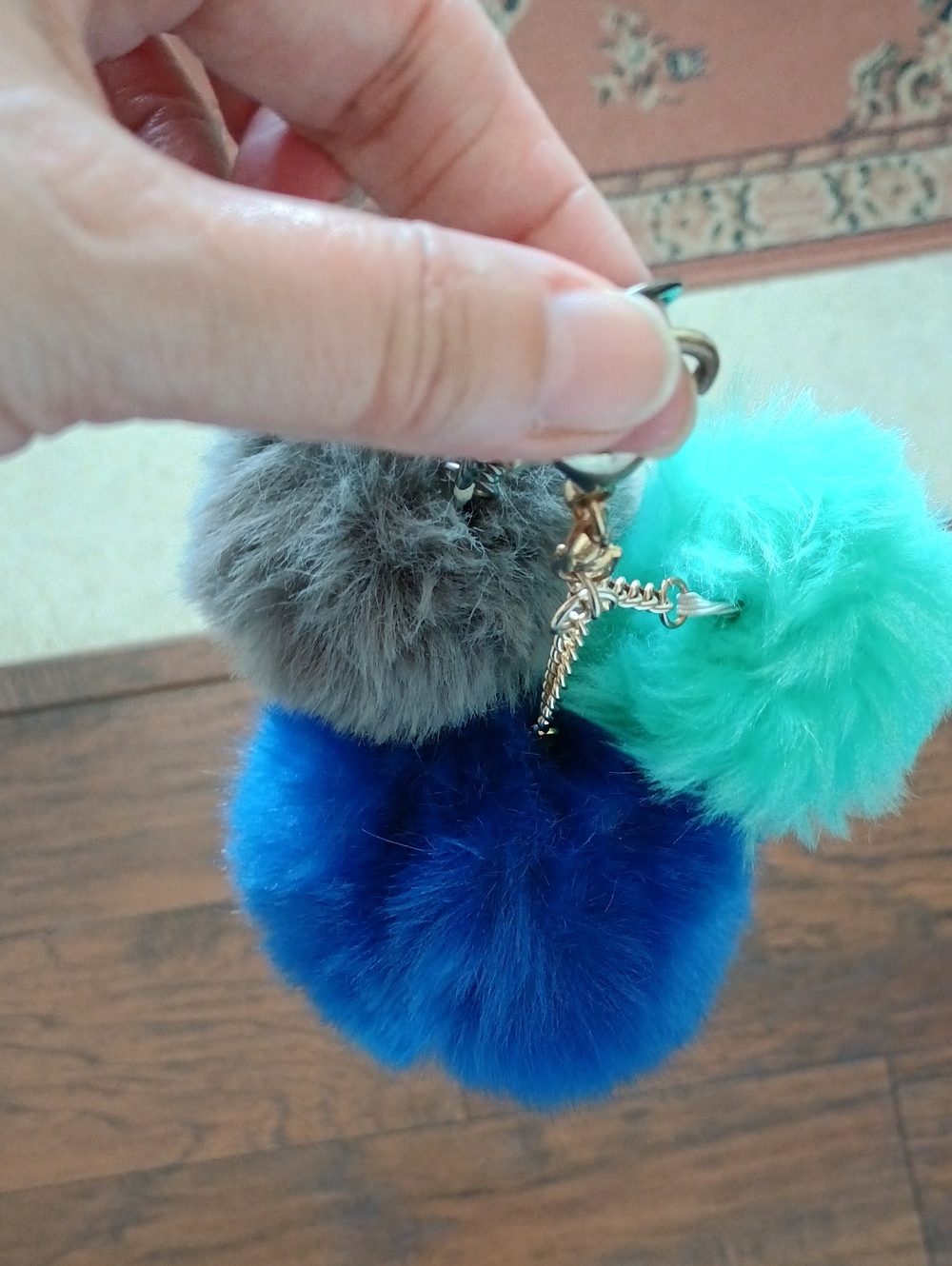 Bundle Triple Pom-Pom Keychain Purse Fob Bag Tag